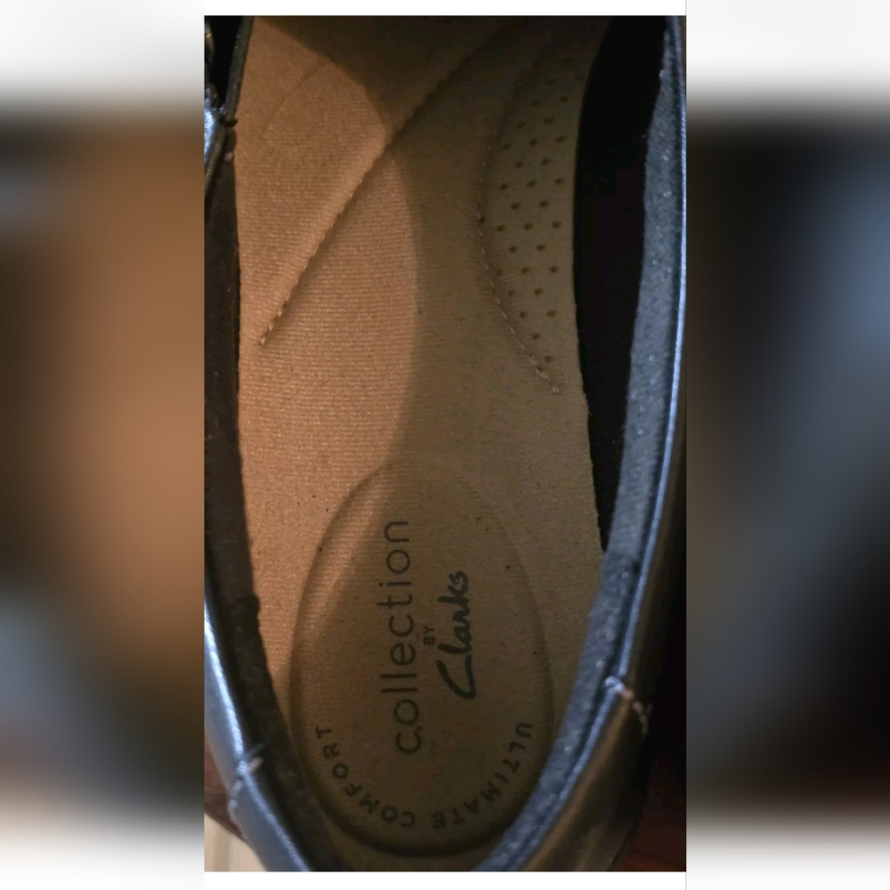 Clarks Cora Giny Women’s Black Leather Side-Zip Slip-On Loafer Shoes Size 9.5 M - Picture 6 of 10